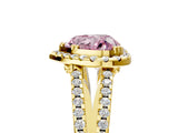 Yellow gold Fancy Pink Heart Cut Diamond Halo Split Shank Engagement Ring_44