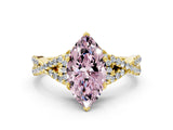 Yellow gold Fancy Pink Heart Cut Diamond  Halo Twist Band Solitaire Prong Setting Ring_42