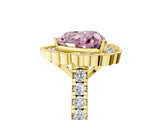 Yellow gold Fancy Pink Heart  Cut Diamond Milgrain Floral Halo Engagement Ring with Pavé Band_20