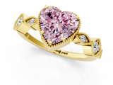 Yellow gold Fancy Pink Heart  Cut Diamond Milgrain Marquise Band with Prong Setting_4