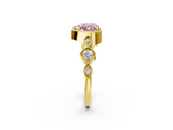 Yellow gold Fancy Pink Heart  Cut Diamond Milgrain Marquise Band with Prong Setting_5