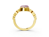 Yellow gold Fancy Pink Heart  Cut Diamond Milgrain Marquise Band with Prong Setting_6