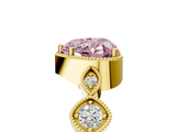 Yellow gold Fancy Pink Heart  Cut Diamond Milgrain Marquise Band with Prong Setting_8