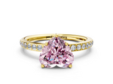 Yellow gold Fancy Pink Heart  Cut Diamond Pavé Band Ring with Four-Prong Setting_22