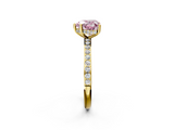 Yellow gold Fancy Pink Heart  Cut Diamond Pavé Band Ring with Four-Prong Setting_24