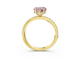 Yellow gold Fancy Pink Heart  Cut Diamond Pavé Band Ring with Four-Prong Setting_25