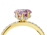 Yellow gold Fancy Pink Heart  Cut Diamond Pavé Band Ring with Four-Prong Setting_26