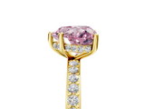 Yellow gold Fancy Pink Heart  Cut Diamond Pavé Band Ring with Four-Prong Setting_27