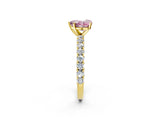 Yellow gold Fancy Pink Heart Cut Diamond Pavé Band Solitaire Ring with Prong Setting_62