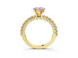 Yellow gold Fancy Pink Heart Cut Diamond Pavé Band Solitaire Ring with Prong Setting_63