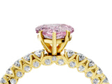 Yellow gold Fancy Pink Heart Cut Diamond Pavé Band Solitaire Ring with Prong Setting_64