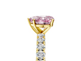 Yellow gold Fancy Pink Heart Cut Diamond Pavé Band Solitaire Ring with Prong Setting_65