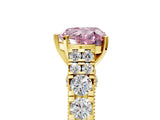 Yellow gold Fancy Pink Heart  Cut Diamond Pavé Band Solitaire with Four-Prong Setting_20