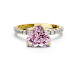 Yellow gold Fancy Pink Heart  Cut Diamond Pavé Band Solitaire with Four-Prong Setting_3
