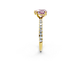 Yellow gold Fancy Pink Heart  Cut Diamond Pavé Band Solitaire with Four-Prong Setting_5