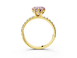 Yellow gold Fancy Pink Heart  Cut Diamond Pavé Band Solitaire with Four-Prong Setting_6