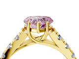 Yellow gold Fancy Pink Heart  Cut Diamond Pavé Band Solitaire with Four-Prong Setting_7