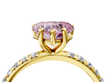 Yellow gold Fancy Pink Heart  Cut Diamond Pavé Band Solitaire with Four-Prong Setting_7