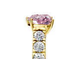 Yellow gold Fancy Pink Heart  Cut Diamond Pavé Band Solitaire with Four-Prong Setting_8