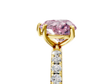 Yellow gold Fancy Pink Heart  Cut Diamond Pavé Band Solitaire with Four-Prong Setting_8