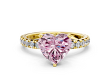 Yellow gold Fancy Pink Heart  Cut Diamond Pavé Band with Four-Prong Setting_37