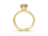 Yellow gold Fancy Pink Heart  Cut Diamond Pavé Band with Four-Prong Setting_40