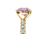 Yellow gold Fancy Pink Heart  Cut Diamond Pavé Band with Four-Prong Setting_42