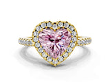 Yellow gold Fancy Pink Heart Cut Diamond Pavé Halo Ring with Four-Prong Setting_35