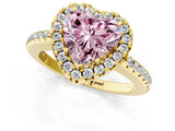 Yellow gold Fancy Pink Heart Cut Diamond Pavé Halo Ring with Four-Prong Setting_36