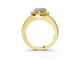 Yellow gold Fancy Pink Heart Cut Diamond Pavé Halo Ring with Four-Prong Setting_38