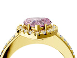 Yellow gold Fancy Pink Heart Cut Diamond Pavé Halo Ring with Four-Prong Setting_39