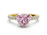 Yellow gold Fancy Pink Heart Cut Diamond Pavé Solitaire Engagement Ring with Four-Prong Setting_134