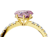 Yellow gold Fancy Pink Heart Cut Diamond Pavé Solitaire Engagement Ring with Four-Prong Setting_138