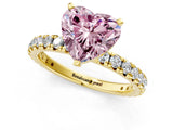 Yellow gold Fancy Pink Heart Cut Diamond Pavé Solitaire Ring with Round Band and Prong Setting_13