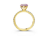Yellow gold Fancy Pink Heart Cut Diamond Pavé Solitaire Ring with Round Band and Prong Setting_15