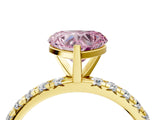 Yellow gold Fancy Pink Heart Cut Diamond Pavé Solitaire Ring with Round Band and Prong Setting_16