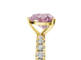 Yellow gold Fancy Pink Heart Cut Diamond Pavé Solitaire Ring with Round Band and Prong Setting_17