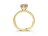 Yellow gold Fancy Pink Heart Cut Diamond Pavé Solitaire Ring with Round Band and Prong Setting_27