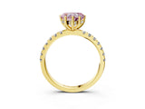 Yellow gold Fancy Pink Heart Cut Diamond Pave Band Solitaire Ring with Four-Prong Setting_54