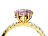 Yellow gold Fancy Pink Heart Cut Diamond Pave Band Solitaire Ring with Four-Prong Setting_55