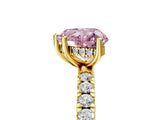 Yellow gold Fancy Pink Heart Cut Diamond Pave Band Solitaire Ring with Four-Prong Setting_56
