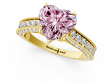 Yellow gold Fancy Pink Heart  Cut Diamond Pave Band with Four-Prong Setting_38