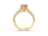 Yellow gold Fancy Pink Heart  Cut Diamond Pave Band with Four-Prong Setting_40