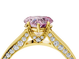 Yellow gold Fancy Pink Heart  Cut Diamond Pave Band with Four-Prong Setting_41