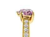 Yellow gold Fancy Pink Heart  Cut Diamond Pave Band with Four-Prong Setting_42