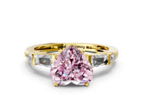 Yellow gold Fancy Pink Heart  Cut Diamond Ring with Baguette Side Stones, Channel Set Band, and Four-Prong Setting_24