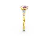 Yellow gold Fancy Pink Heart  Cut Diamond Ring with Baguette Side Stones, Channel Set Band, and Four-Prong Setting_26