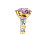 Yellow gold Fancy Pink Heart  Cut Diamond Ring with Baguette Side Stones, Channel Set Band, and Four-Prong Setting_29