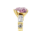 Yellow gold Fancy Pink Heart  Cut Diamond Ring with Baguette Side Stones, Channel Set Band, and Four-Prong Setting_8