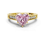 Yellow gold Fancy Pink Heart Cut Diamond Ring with Milgrain Pavé Band and Four-Prong Setting_20